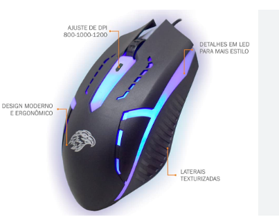 Mouse gamer USD MOA81600 dpi preto k-mex